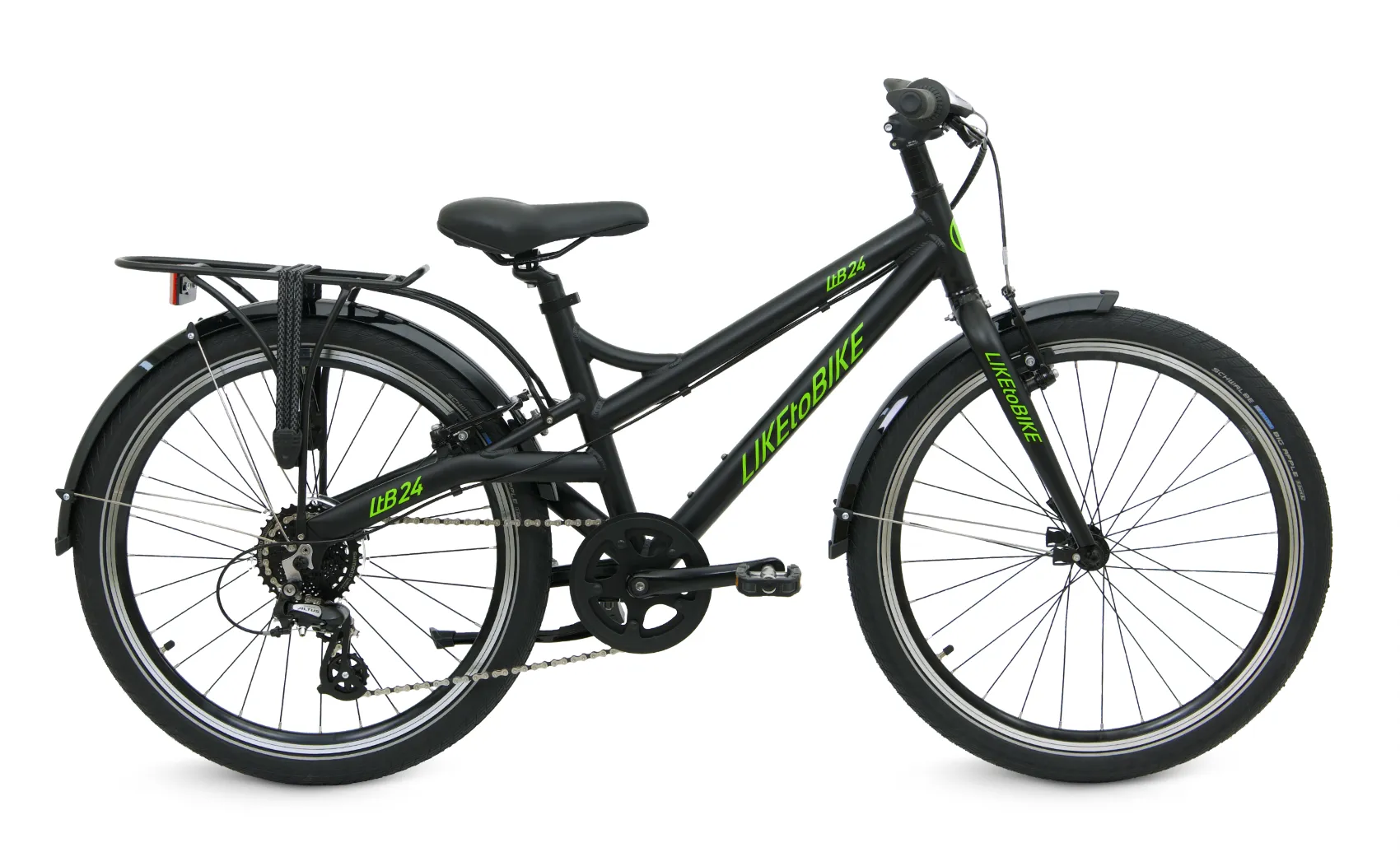 LIKEtoBIKE 24SR Black mit SKS-Schutzblechen und Gepäckträger